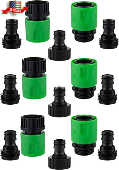 15 Pieces Plastic Hose Quick Connectors 3 Sets for Garden Hoses Sprinklers Spray Nozzles - KDHomeTrendz