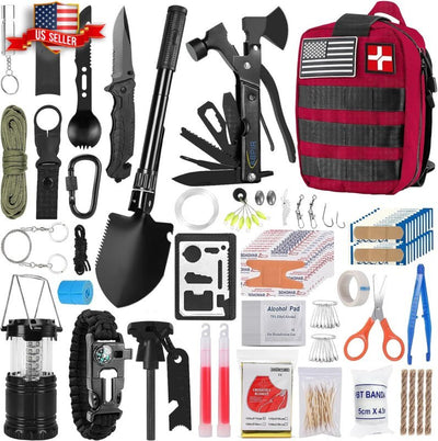 170 - Piece Survival First Aid Kit Gear for Outdoor Adventure Camping Hiking New - KDHomeTrendz