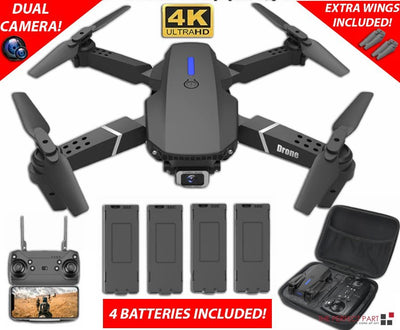 2024 New RC Drone With 4K HD Dual Camera WiFi FPV Foldable Quadcopter +4 Battery - KDHomeTrendz